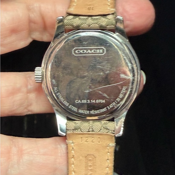 Coach Maddy Silver Women’s Watch with Tan and Brown Strap - Picture 6 of 6